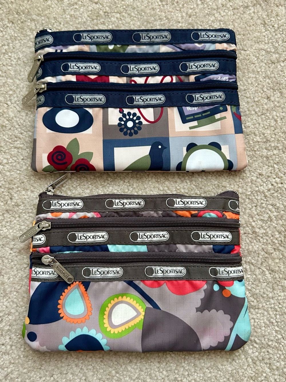 Lesportsac Triple Zip Pouch Lot